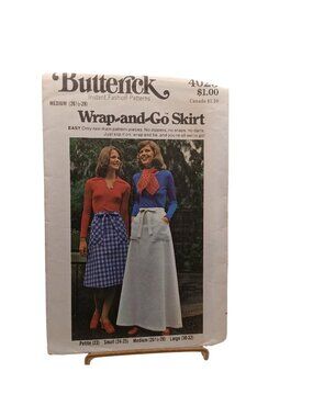 Vintage Butterick 4025 Wrap-And-Go Skirt Sewing Pattern Misses A-Line Skirt